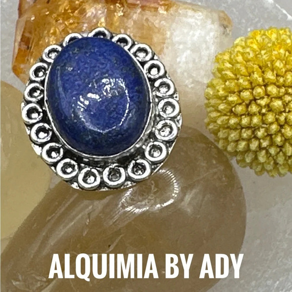 Lapis lazuli Big Victorian drop silver ring gem - Picture 1 of 6
